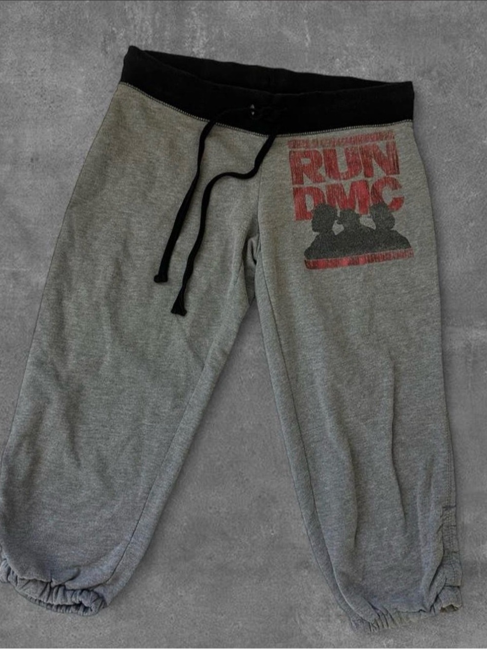 RUN DMC Women's Gray Jogger Track Pants with Black Waistband